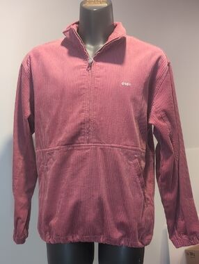 Obey Pink Corduroy Half-Zip Anorak Pullover Jacket Medium